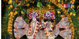 ऐसा श्रृंगार शायद ही पहले देखा हो! 2108 किलो आमों से सजा कृष्ण-बलराम का दरबार चर्चा में Spiritual News: